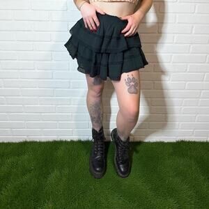 Aerie Rock N Ruffle Mini Skirt Black